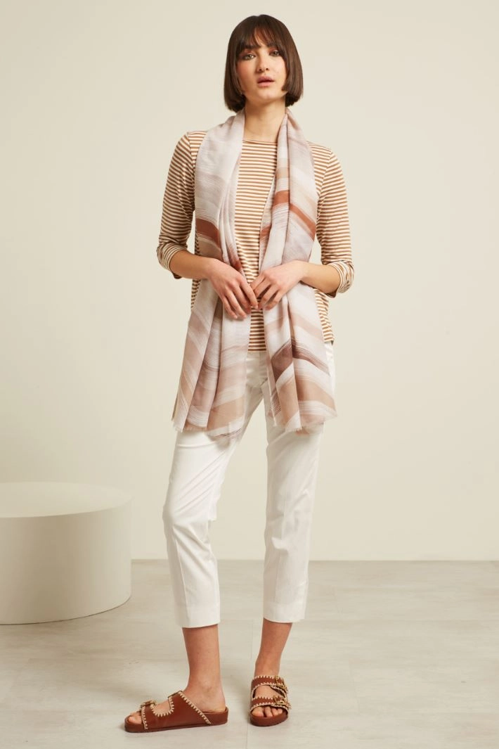 Stole with fringed edges - BROWN SAND