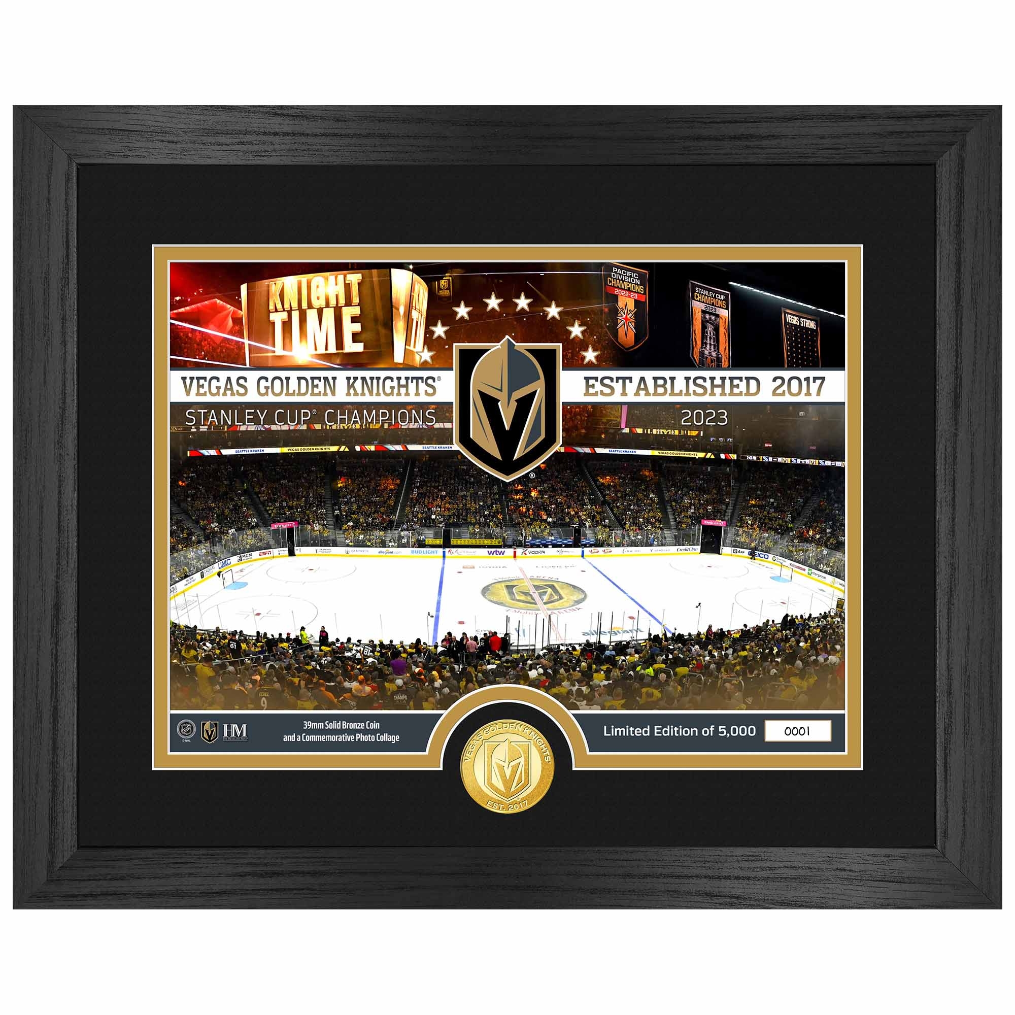 Vegas Golden Knights 1-Time Stanley Cup Champions Bronze Coin Framed NHL Photo