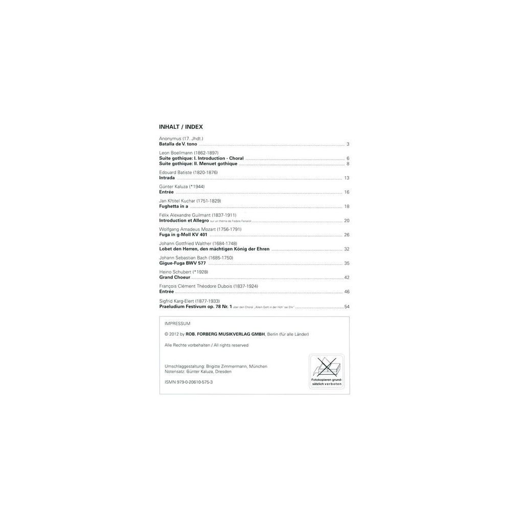 Robert Forberg Musikverlag Entrée und Sortie – Thomann Ireland