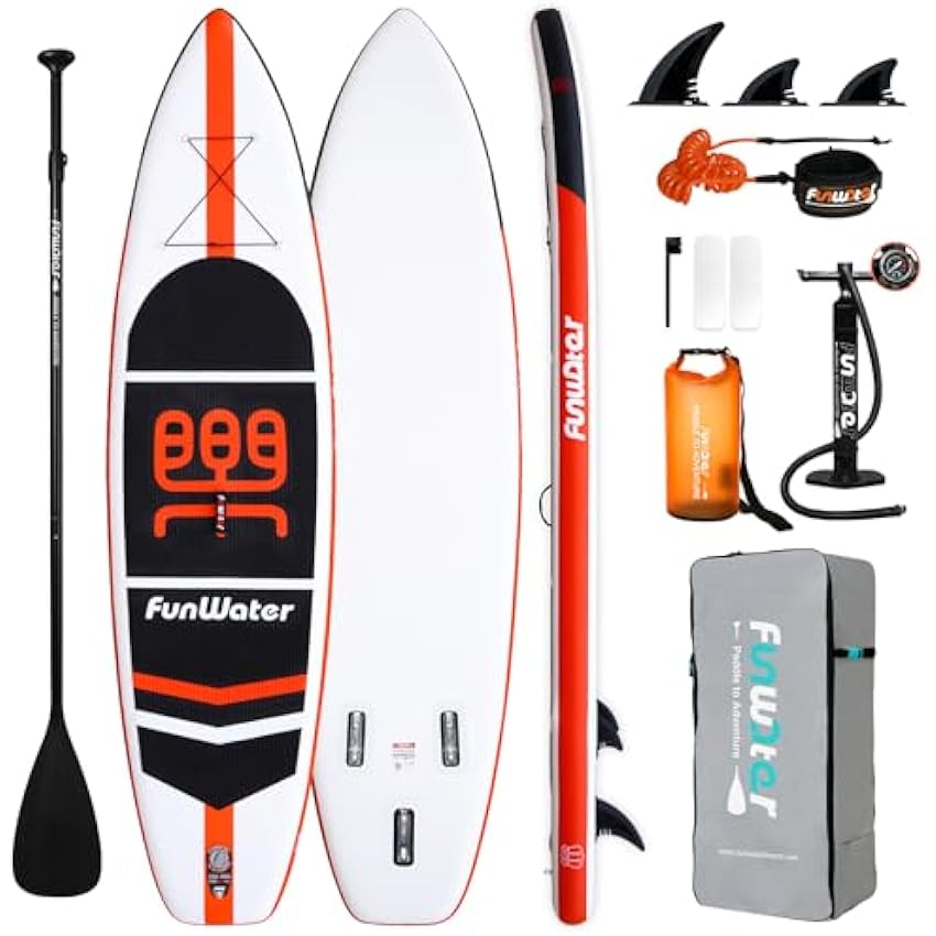 FunWater Inflatable 11'×33×6 Ultra-Light Stand Up Paddle Board for All Skill Levels with Premium SUP Paddleboard Accessories,Non-Slip Comfort Deck for Youth & Adults.