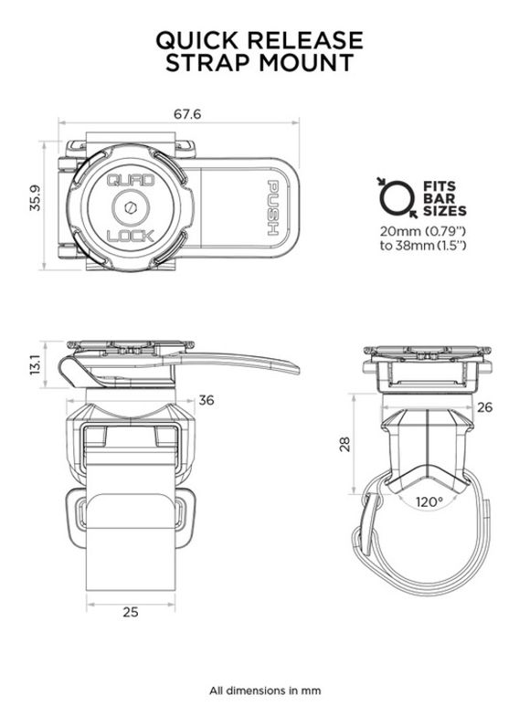 Quad Lock Smartphone Holder Quick Release Universal Strap HolderRef: Qdl00003A / 1118104