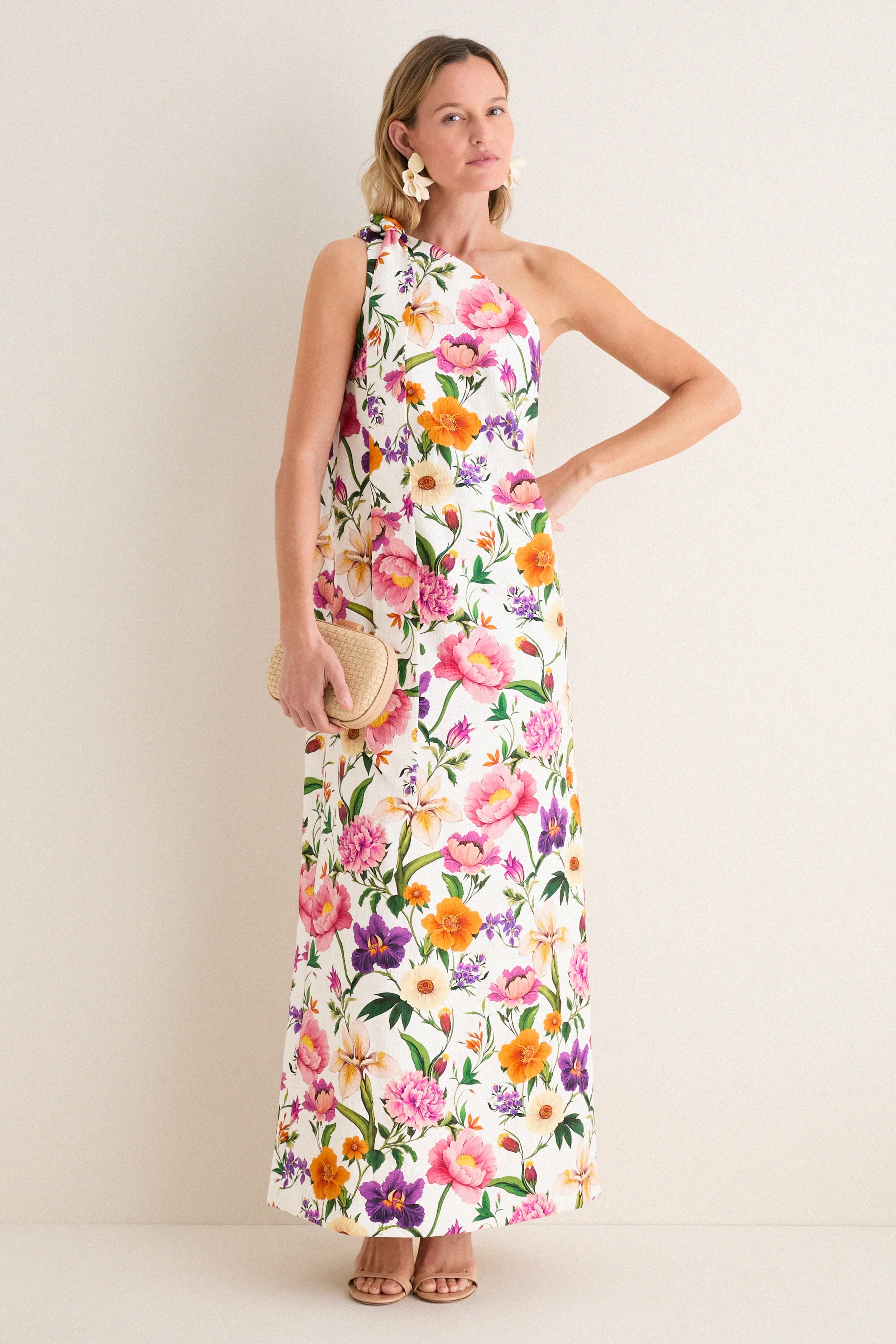 Floral Candy Jacquard One Shoulder Lani Dress