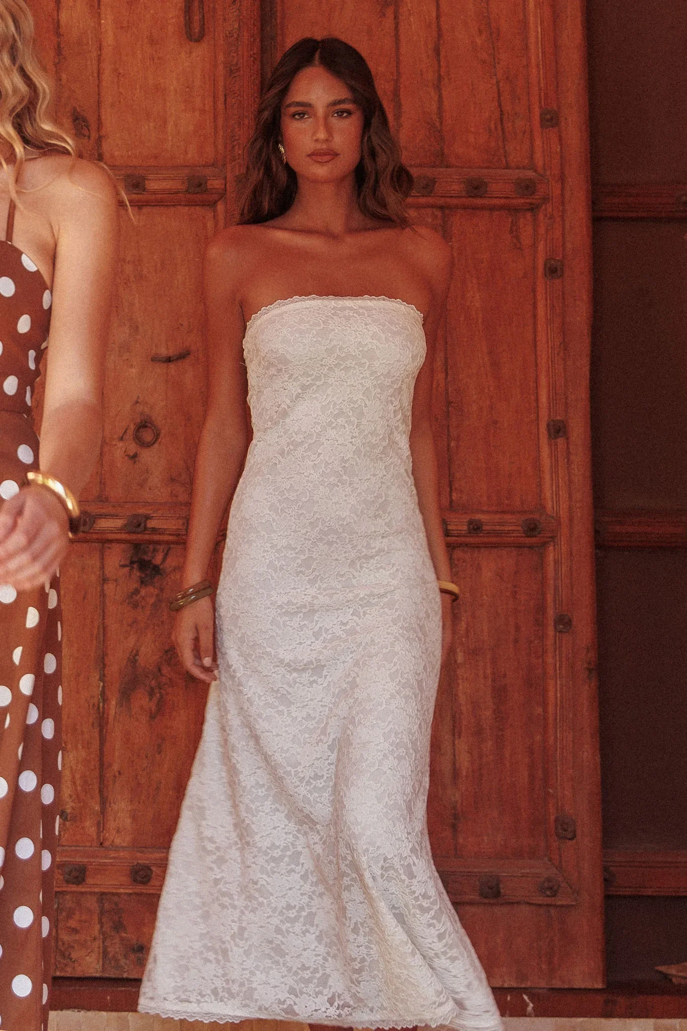 Artice Strapless Maxi Dress Lace Cream
