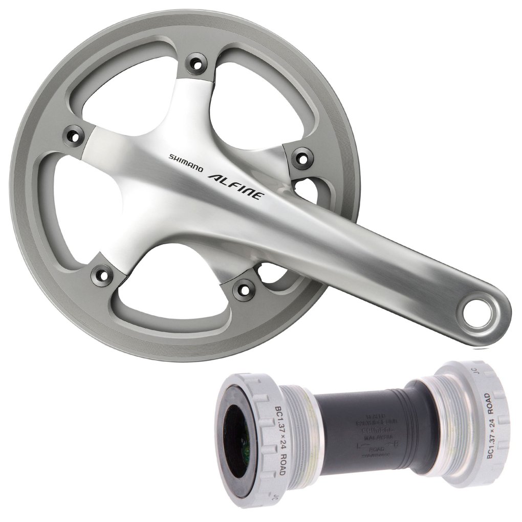 Shimano Alfine FC-S501 Crankset with SM-BB4600 Bottom Bracket - Outer Chain Guard - silver