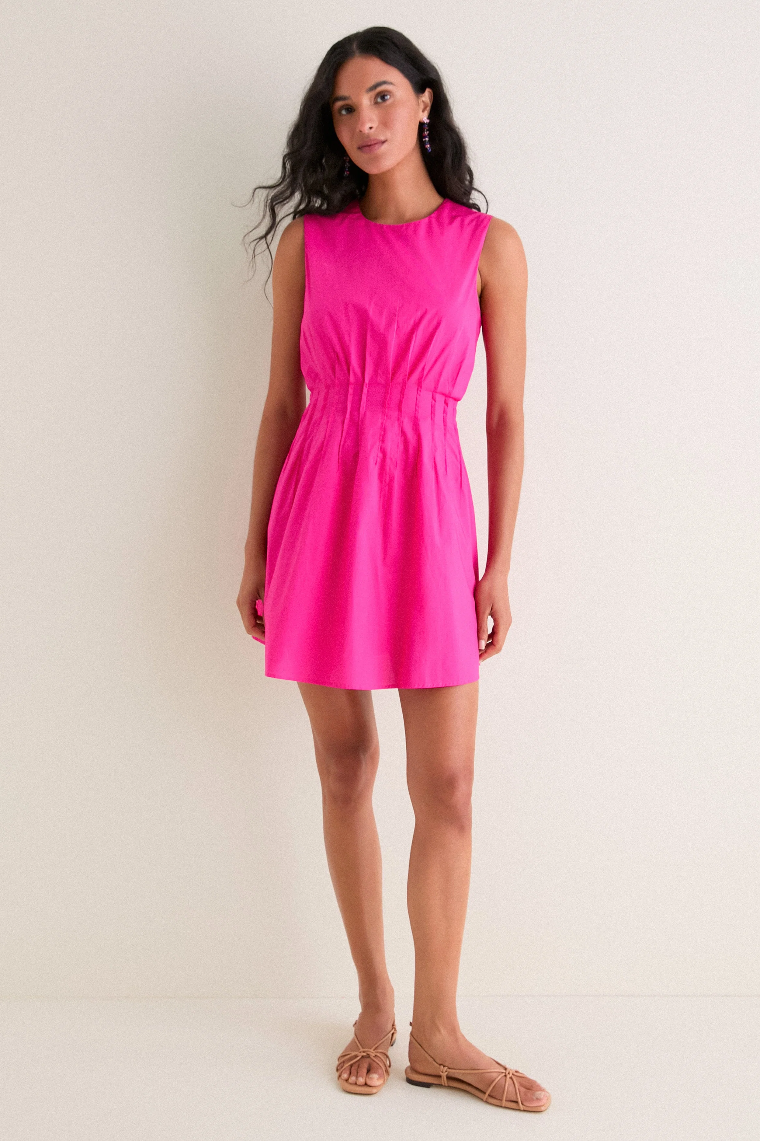 Hot Pink Pintuck Elle Mini Dress