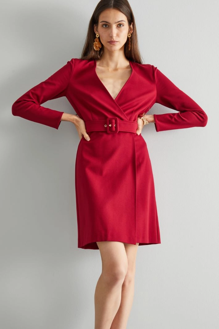 Crossed jersey dress - RED