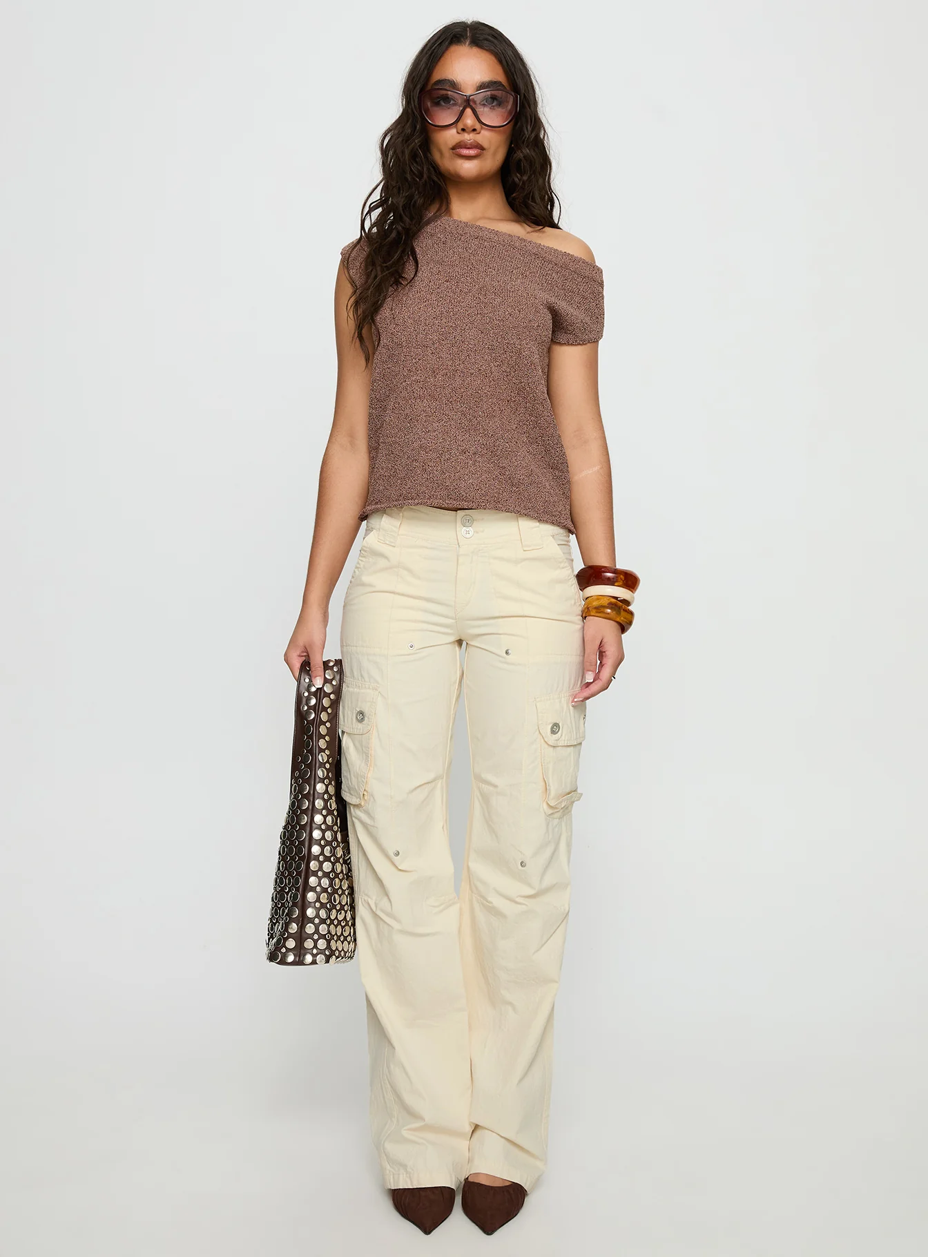 Ashfield Off Shoulder Top Brown