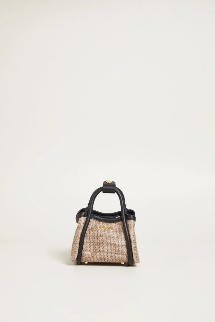 Raffia-effect mini bag - SAND BLACK