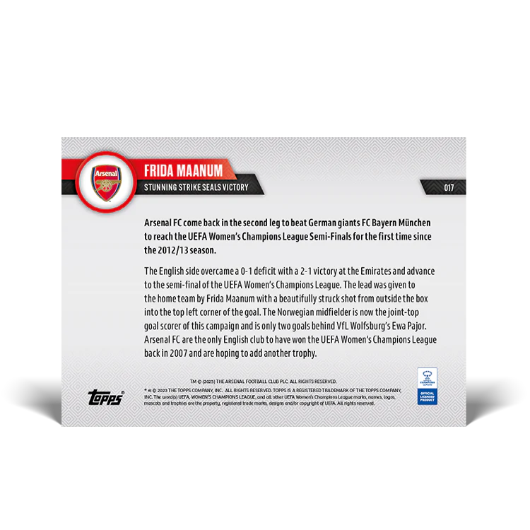 Topps UK - Stunning strike seals victory - UWCL TOPPS NOW® Card #17