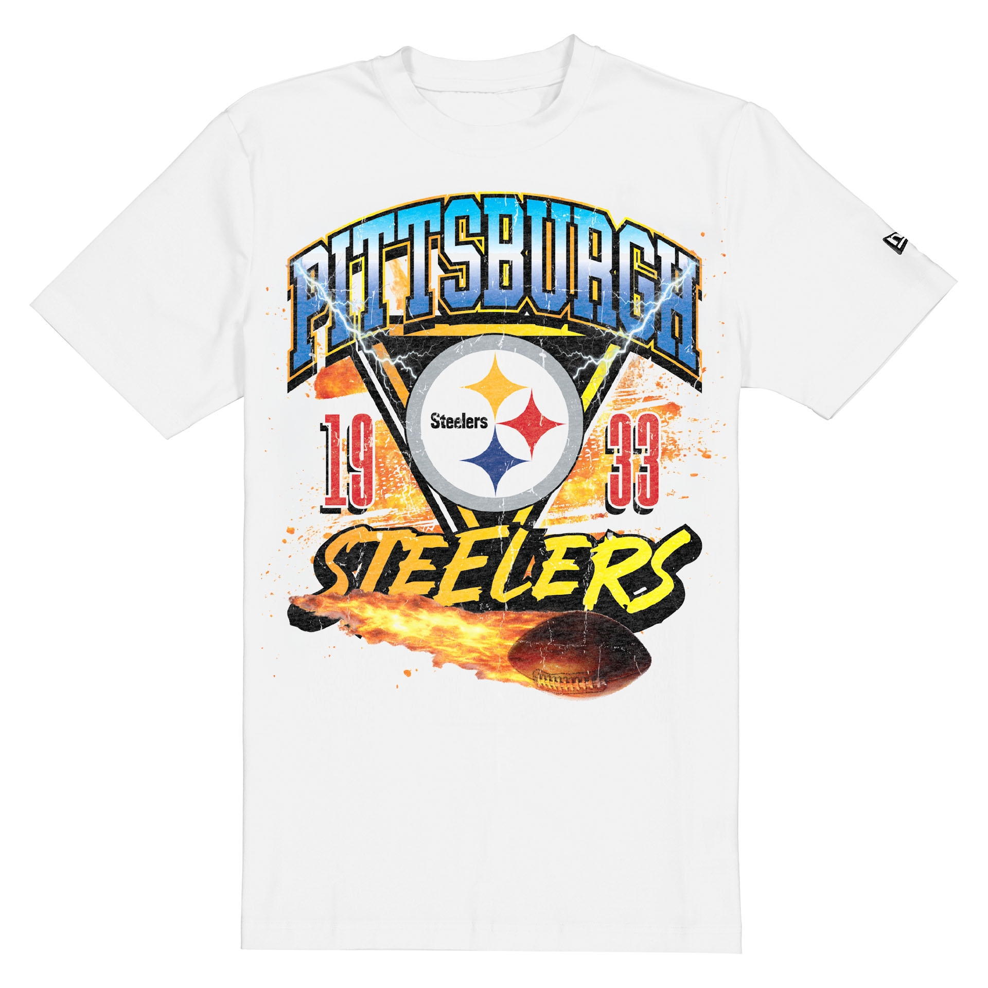 Pittsburgh Steelers Fireball Oversized NFL T-Shirt White