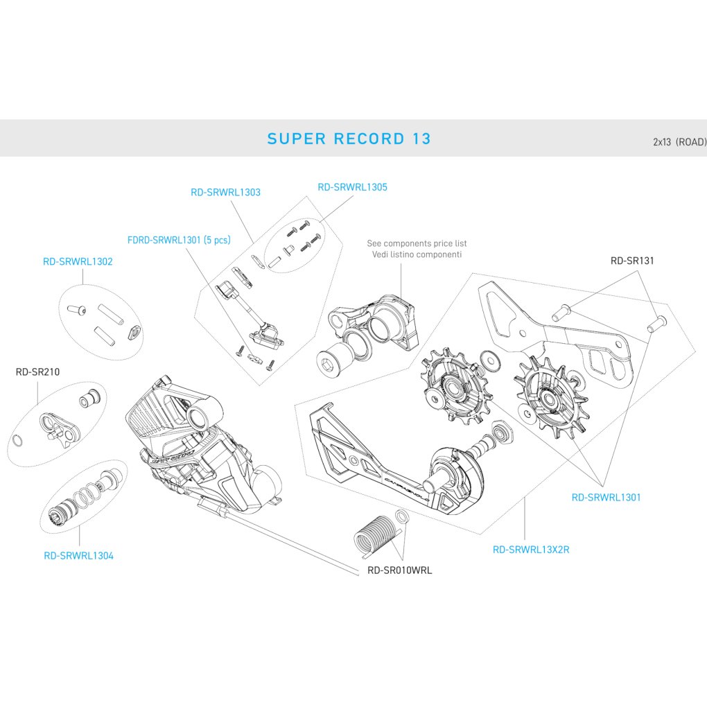 Campagnolo Adjusting Screw Kit - RD-SRWRL1302 | for Super Record Rear Derailleur (WRL, 13-speed)