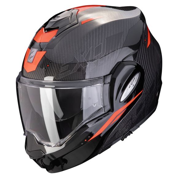 Casque modulable Scorpion Exo EXO-TECH EVO CARBON - ROVER - Noir / RougeRef : SC0996-C145