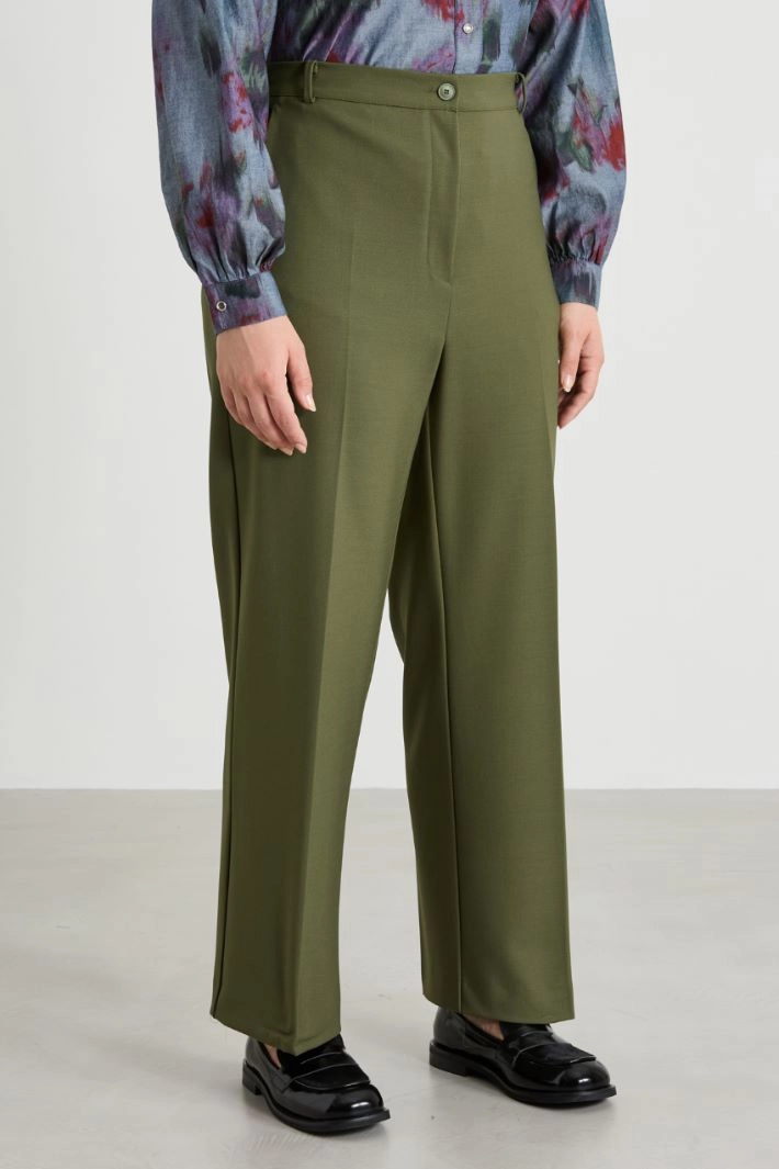 Gabardine wool trousers - KHAKI GREEN
