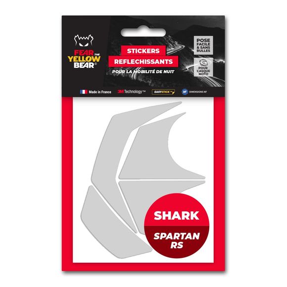 Fear The Yellow Bear Reflective Stickers SHARK SPARTAN RS REPLICA - WhiteRef: FYB0034