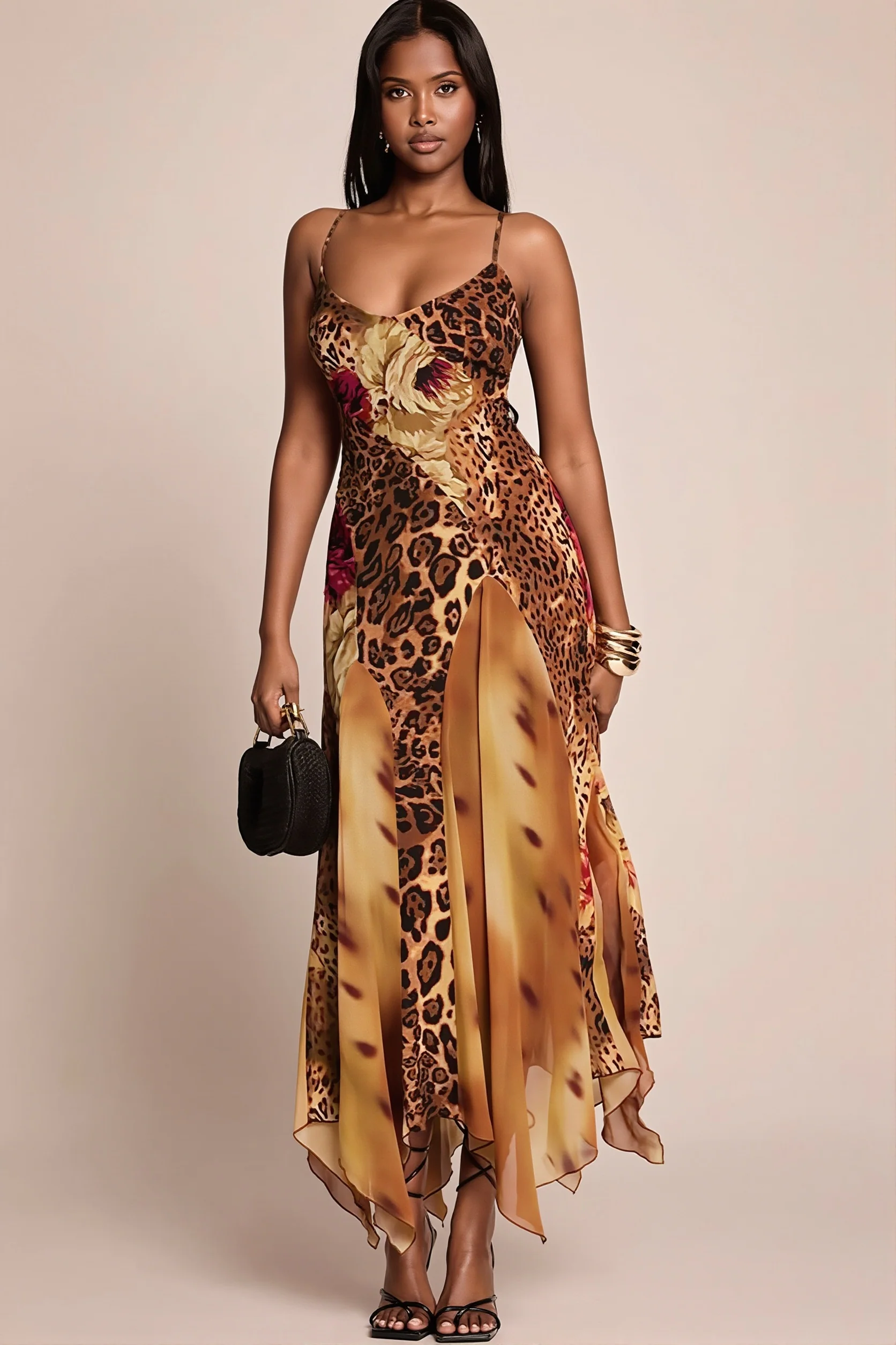 Mesh Splicing Cami Wild Maxi Dress