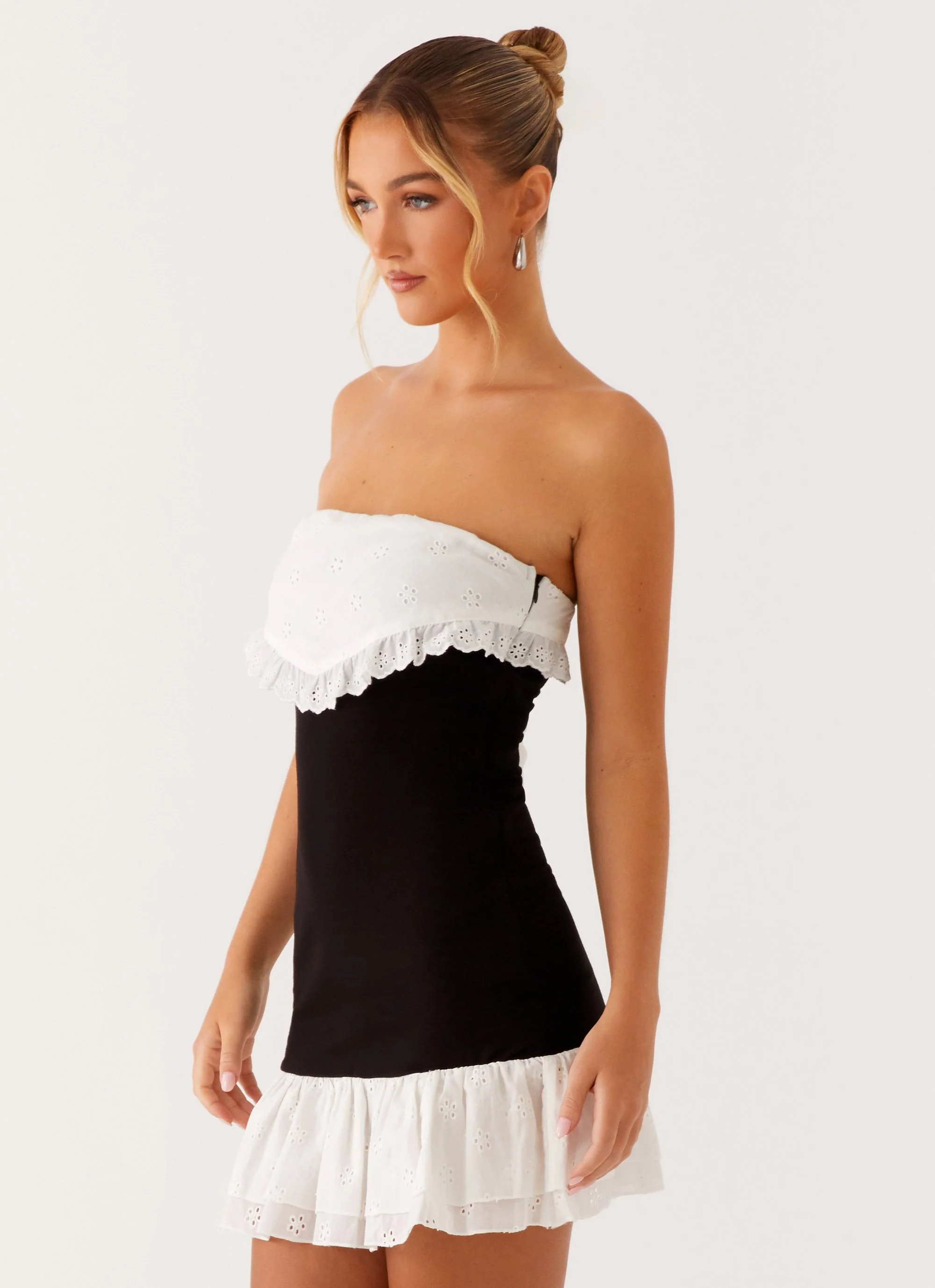 Fran Broderie Mini Dress - Black