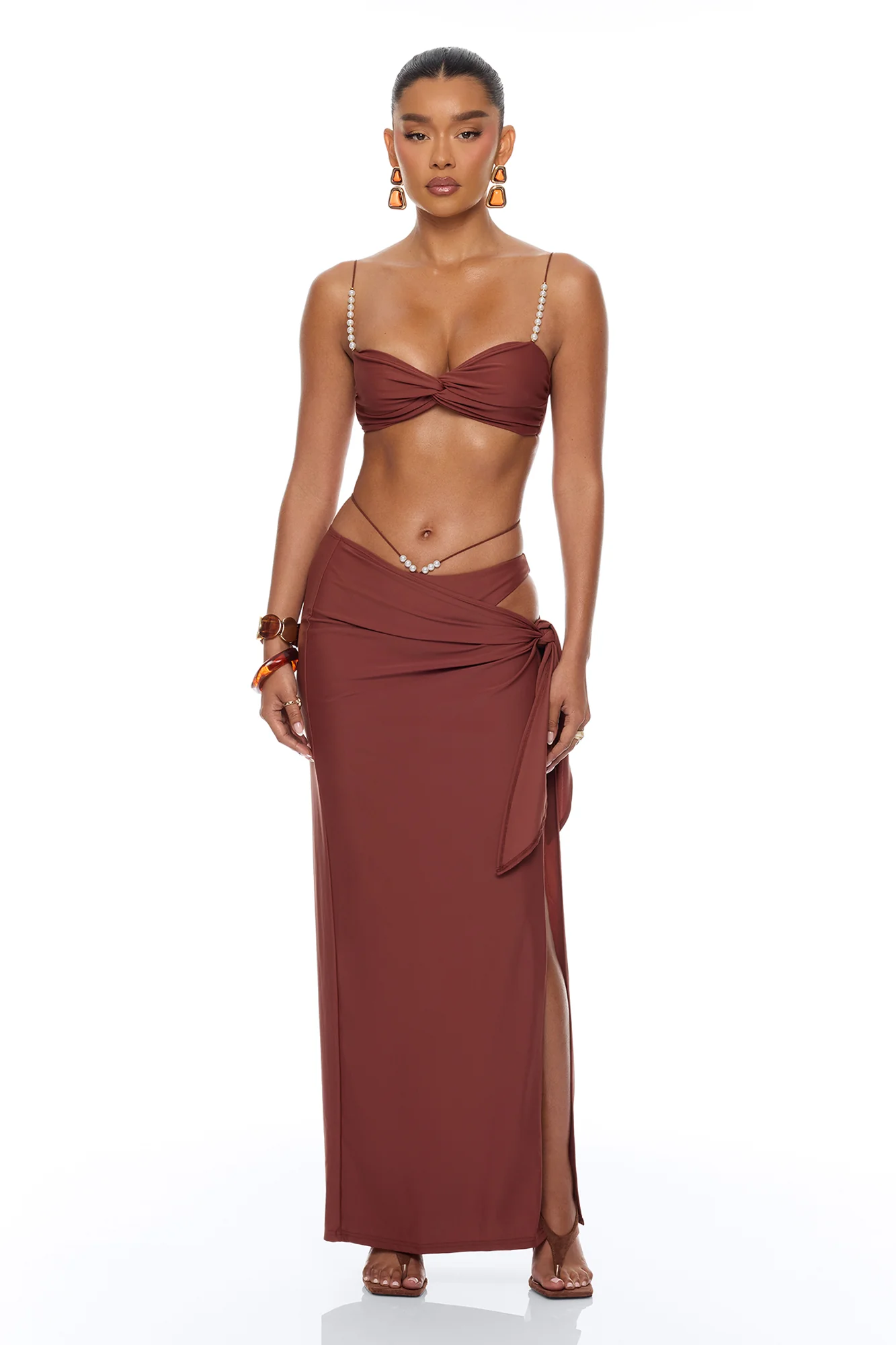 Melodie Pearl 3 Piece Bikini Set - Brown