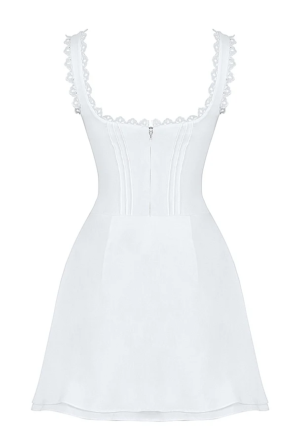 white pin tuck mini dress