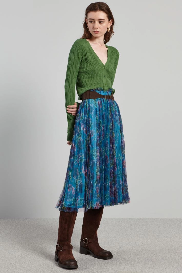 Cardigan with floral buttons - GREEN