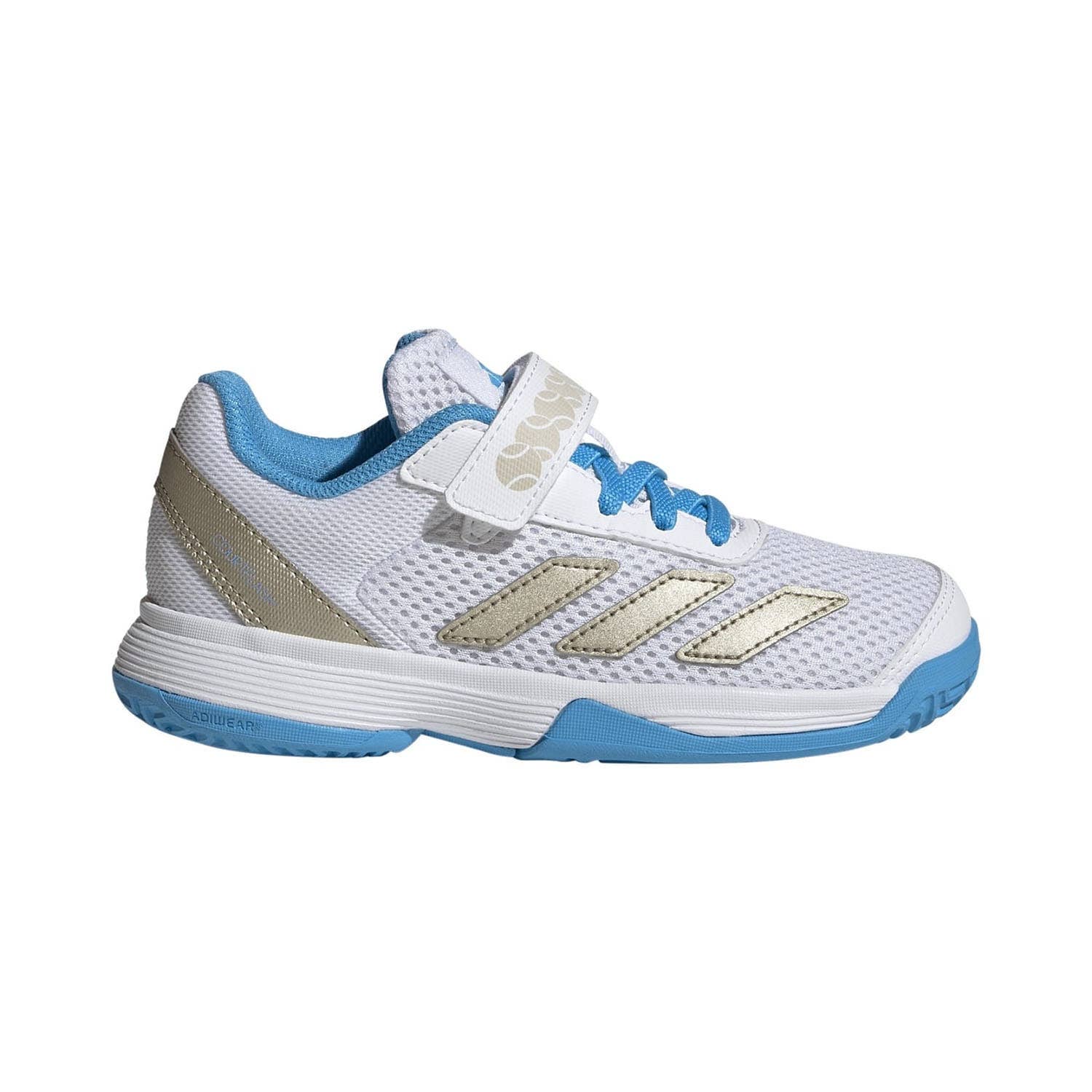 ADIDAS COURTFLASH CF CLAY WHITE/BLUE JUNIOR JP6686