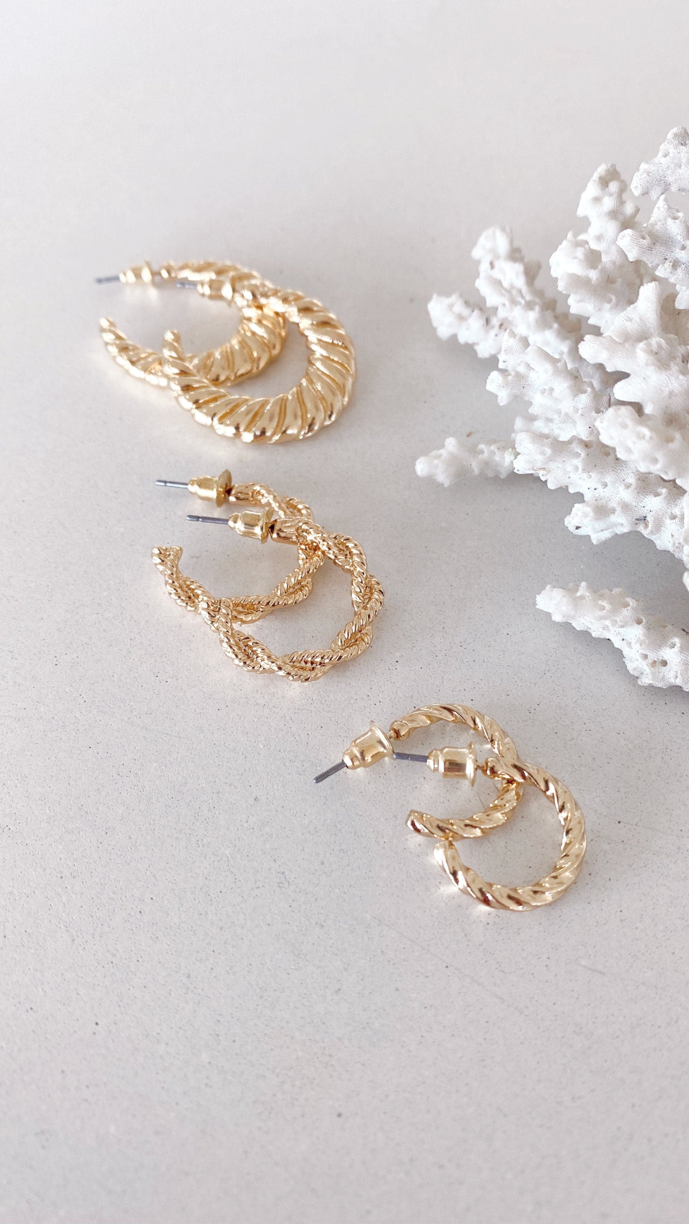 Reta Triple Pack Earrings - Gold