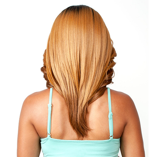 The Wig Brazilian Human Hair Blend Invisible Deep Part Lace Front Wig Curtain Bang LH-Flip