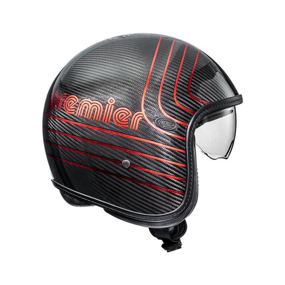 Premier VINTAGE PLATINUM CARBON EX CHROMED BM Jet Helmet - Black/RedRef: PE0402
