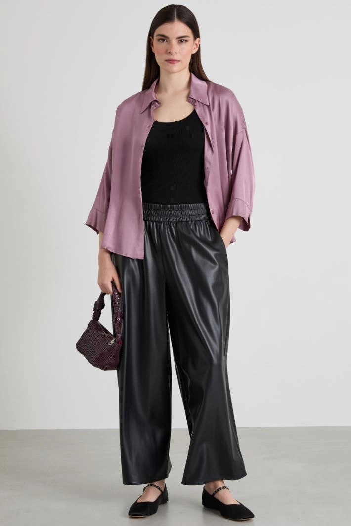 Crepe yarn top - BLACK