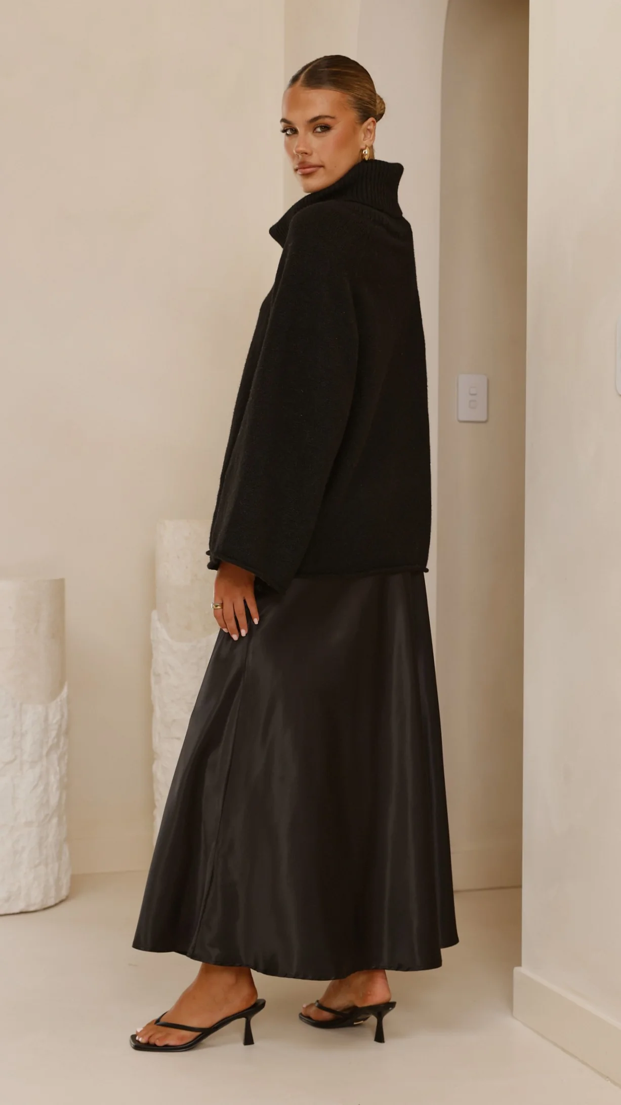 Darina Bias Cut Maxi Skirt - Black