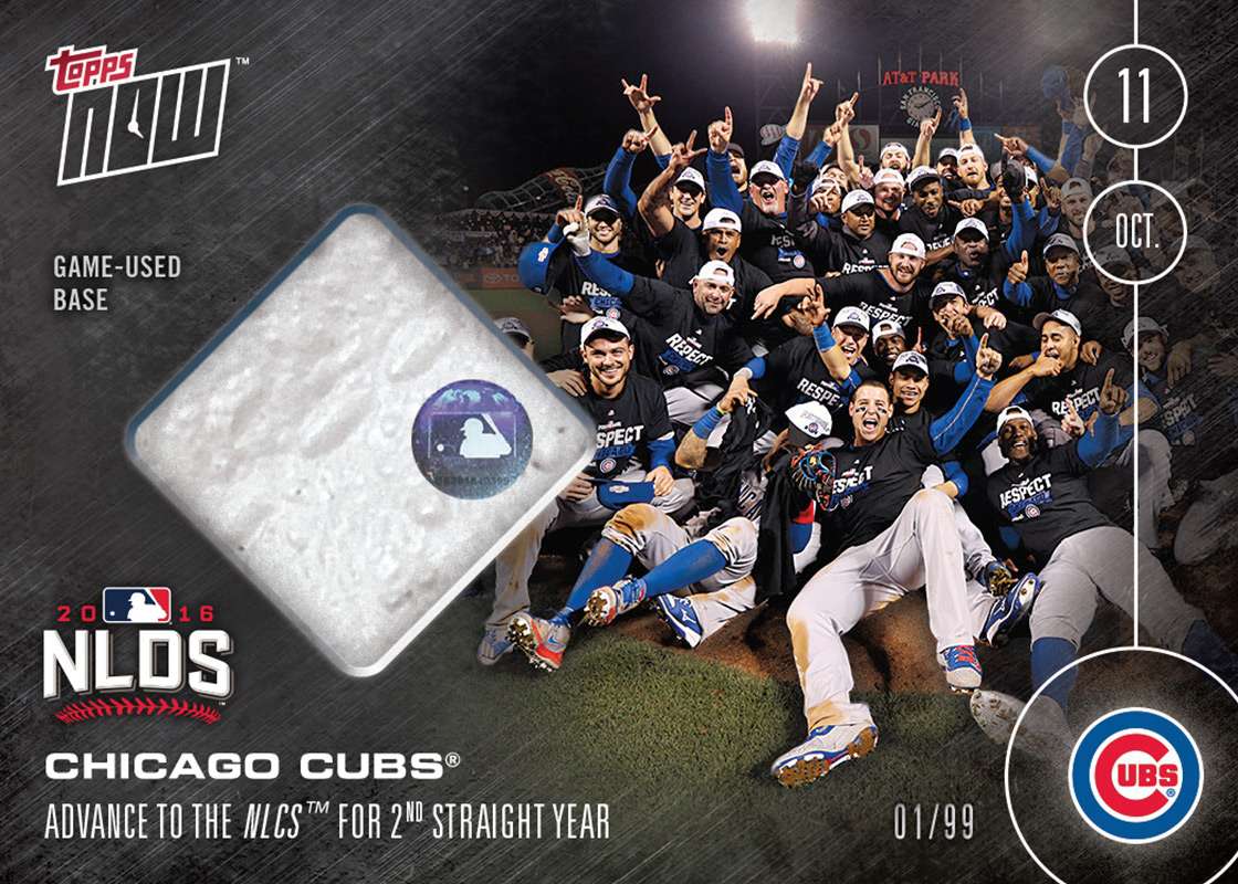 RELIC Card # TO 99 - Chicago Cubs advance to NLCS for second straight year - TOPPS NOW®