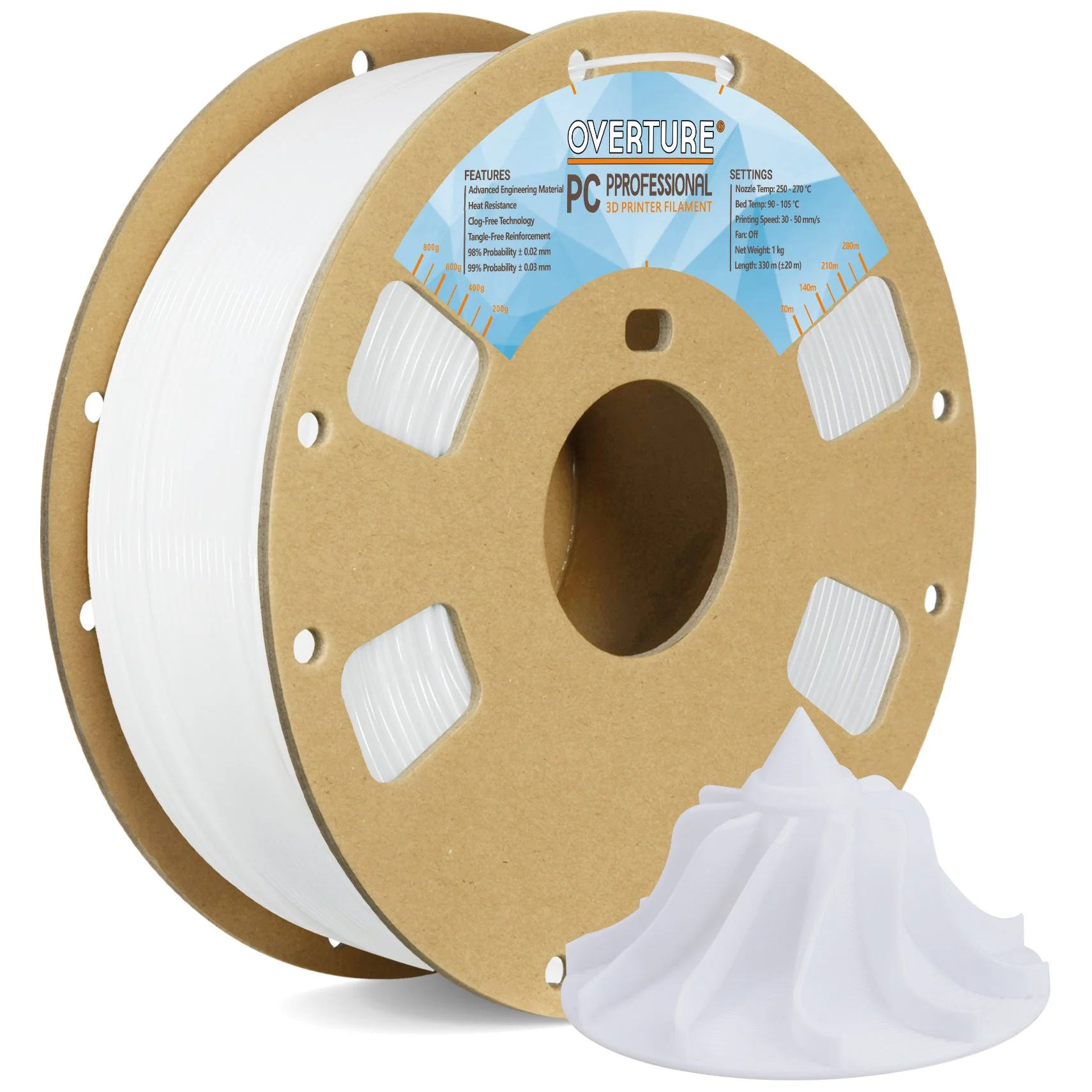 Overture PC Professional 3D Printer Filament 1.75mm