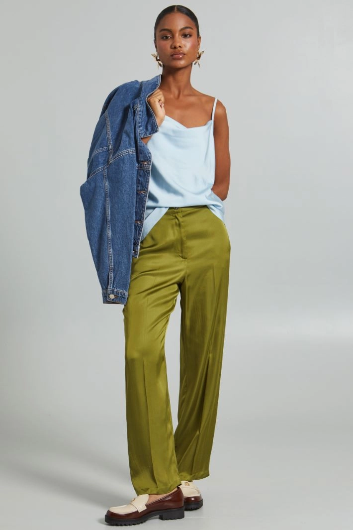 Trousers with elastic waist - LIGHT GREEN