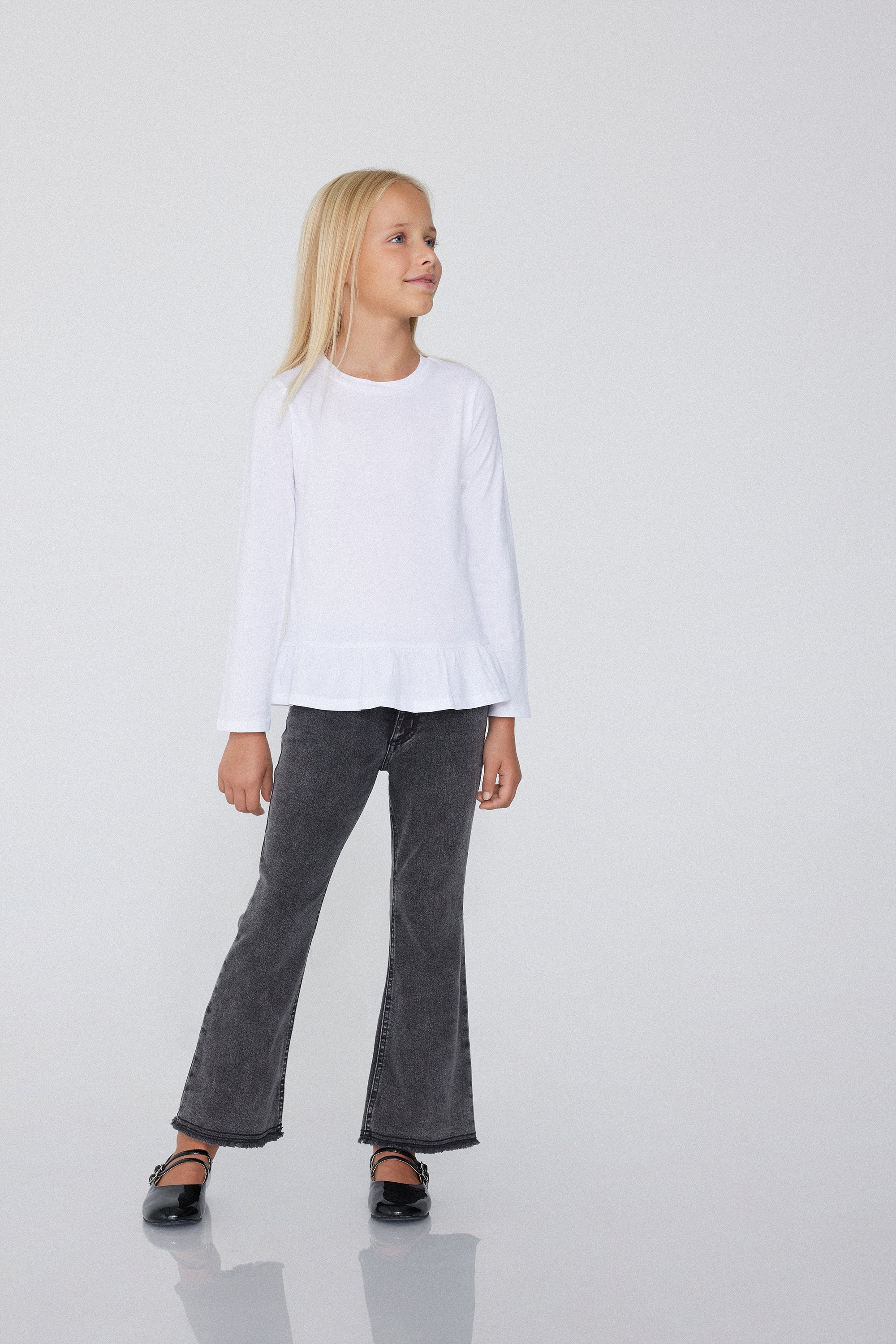 Flared Jeans with Zip and Button