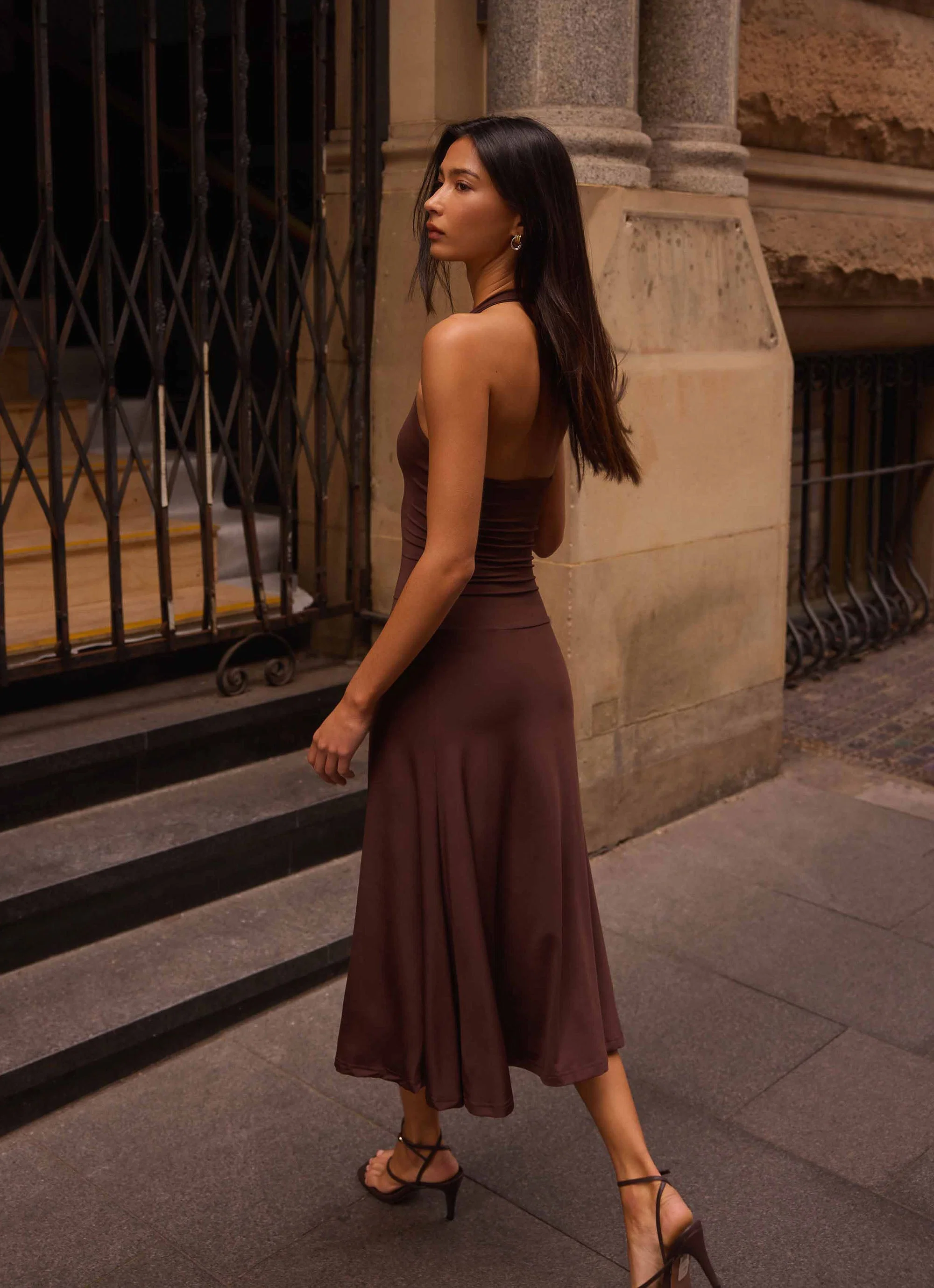 Klyne Midi Dress - Chocolate