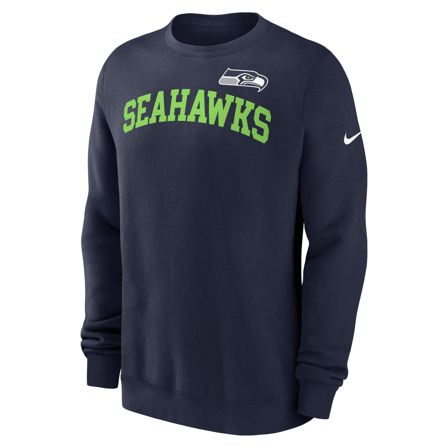 Seattle Seahawks Wordmark Nike Club Pullover Crew Navy
