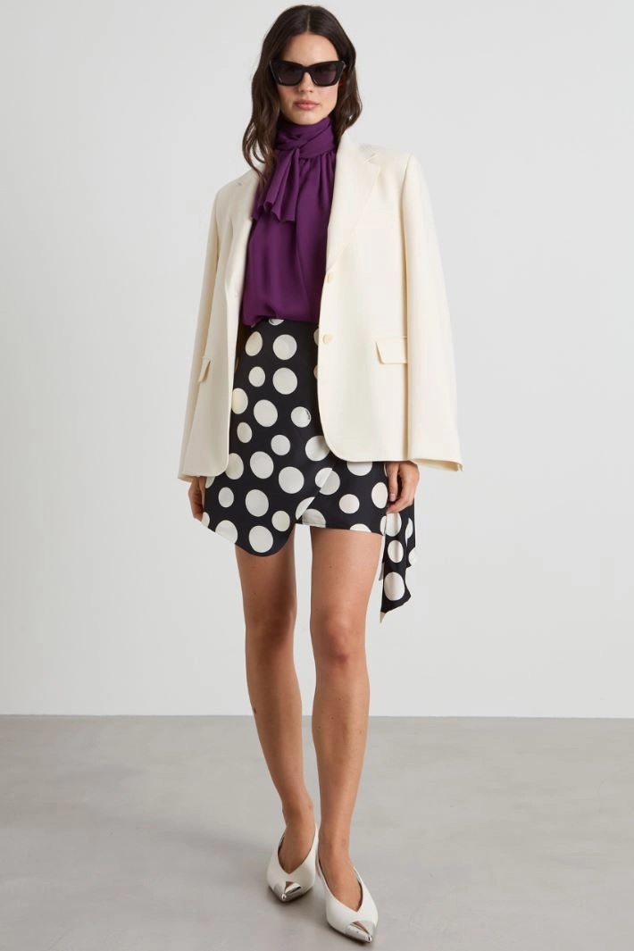 Short printed silk skirt - BLACK