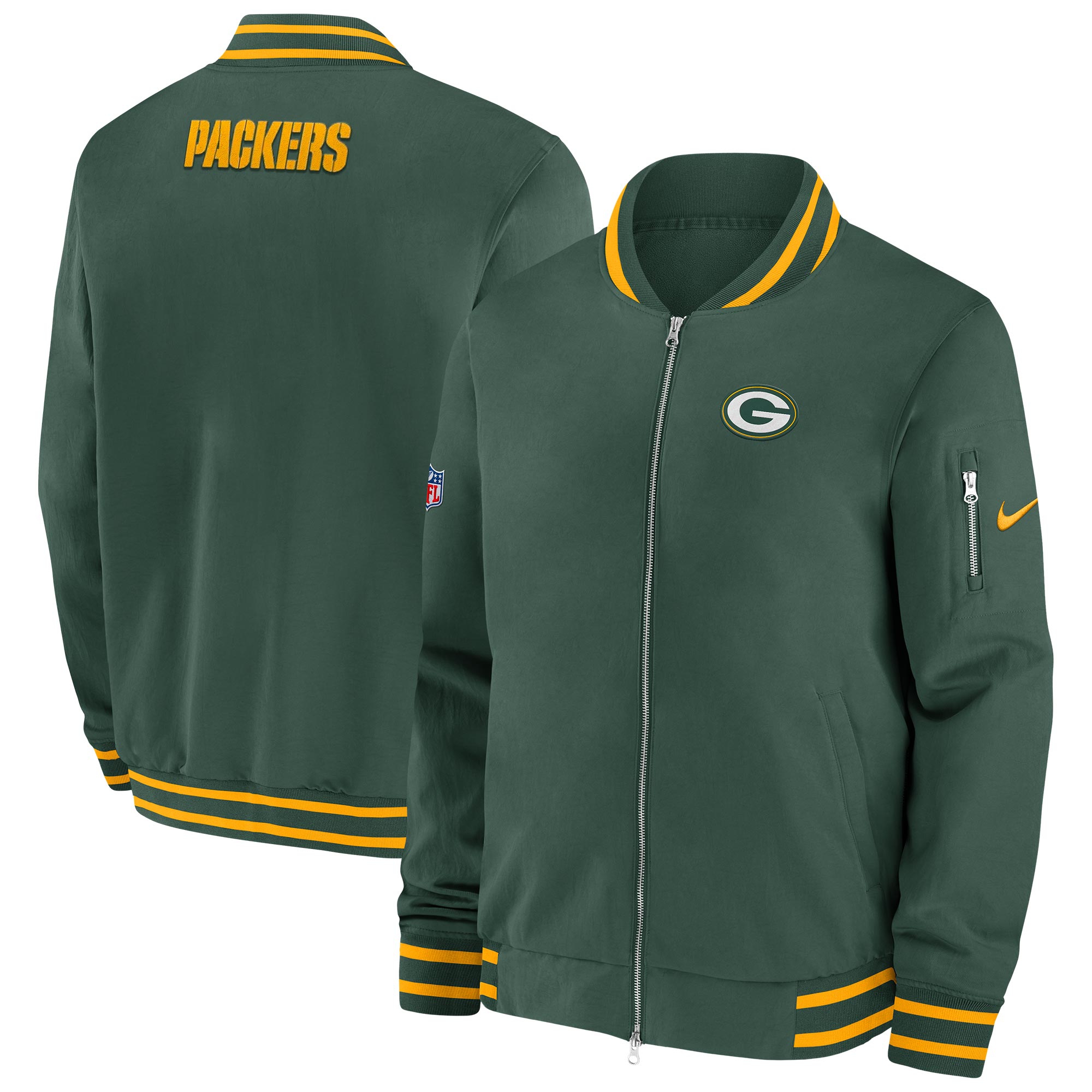 Green Bay Packers NFL Sideline Nike Coach Bomber Jacket