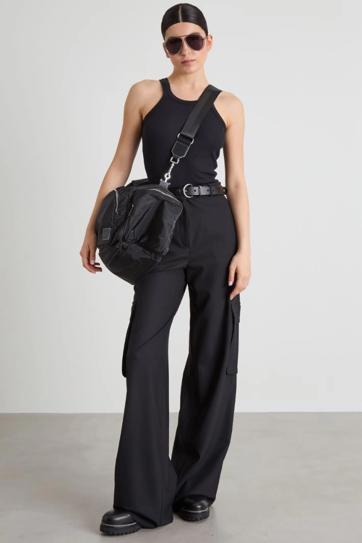 Wool cargo trousers - BLACK
