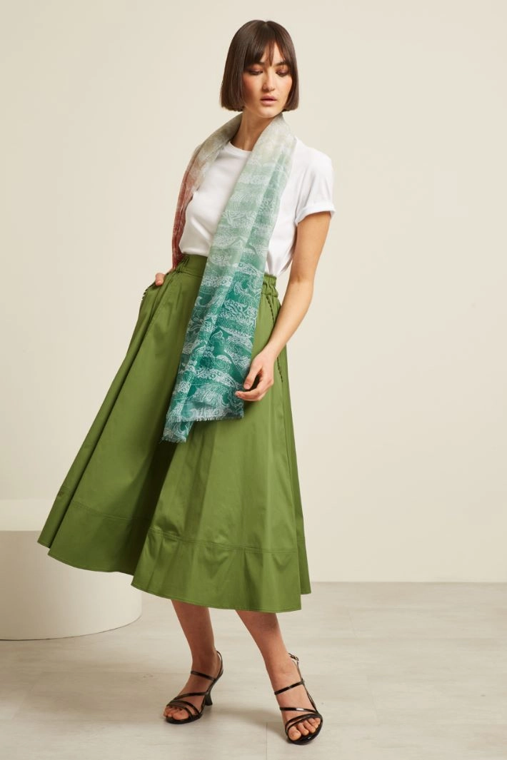 Two-tone patterned stole - GREEN BRICK