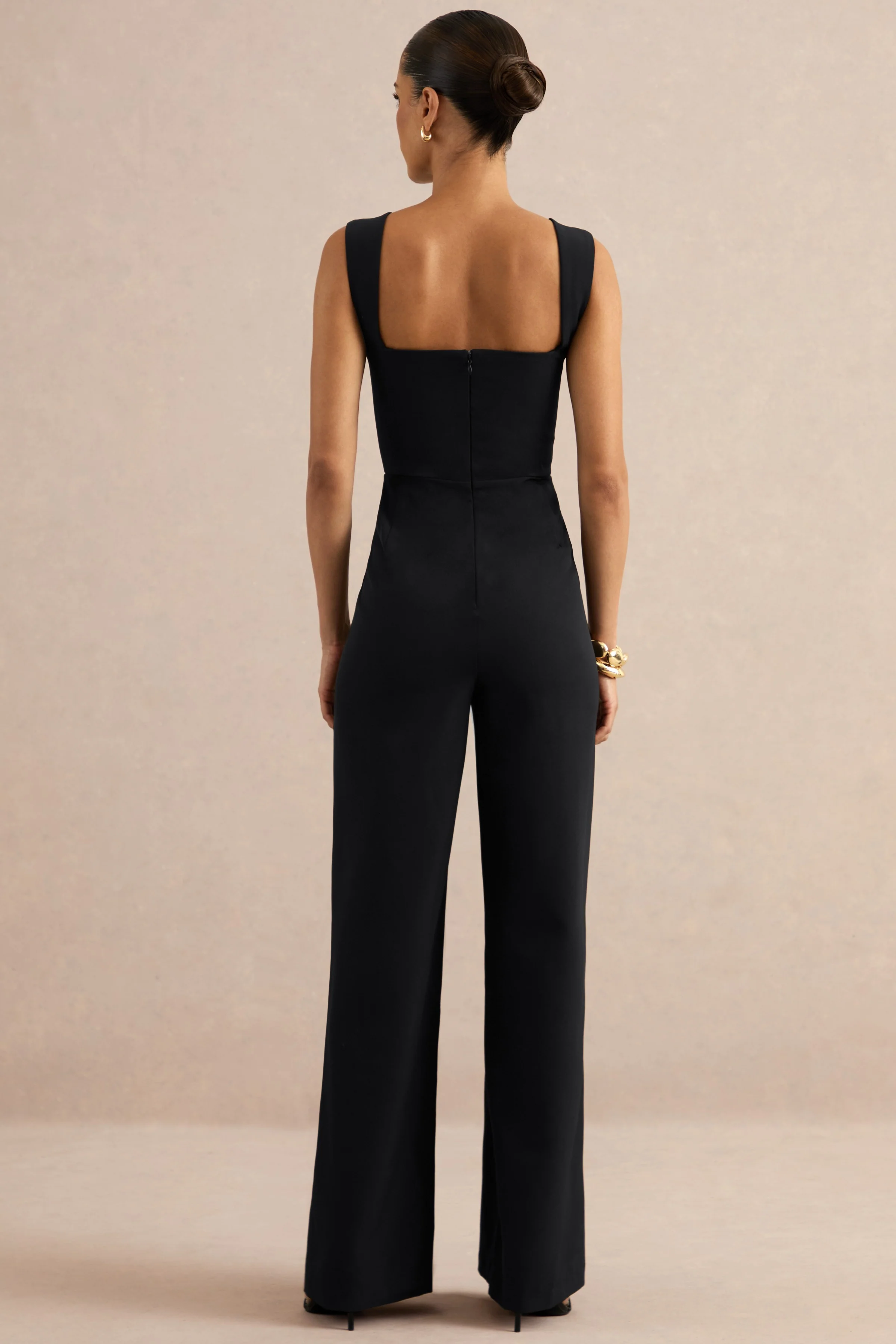 Jorja | Black Sweetheart-Neck Jumpsuit