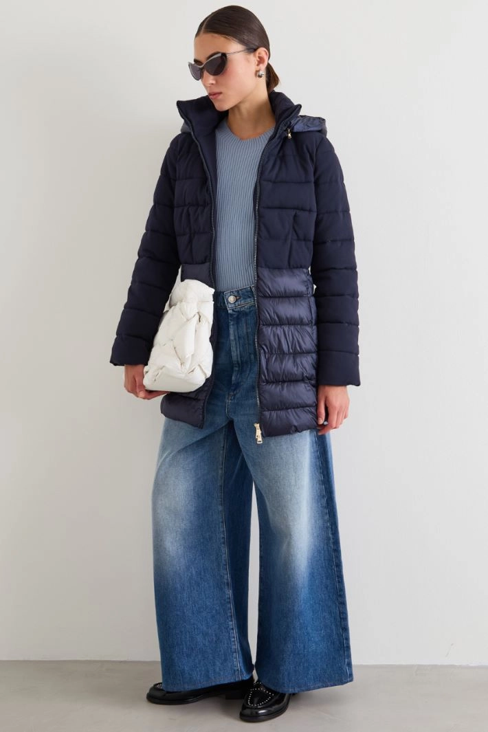 Padded jersey and satin jacket - BLUE