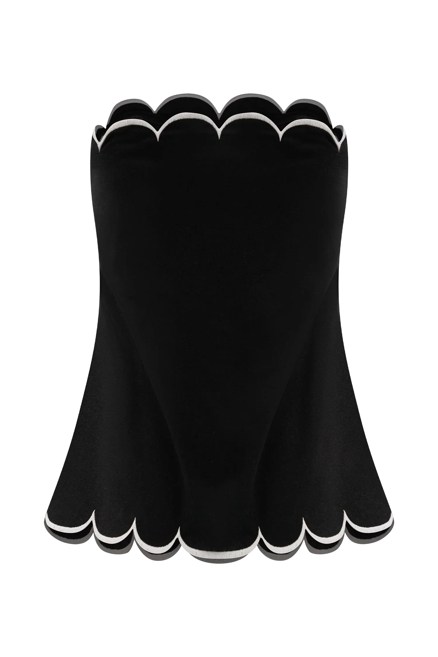 Judith Strapless Scallop Top - Black