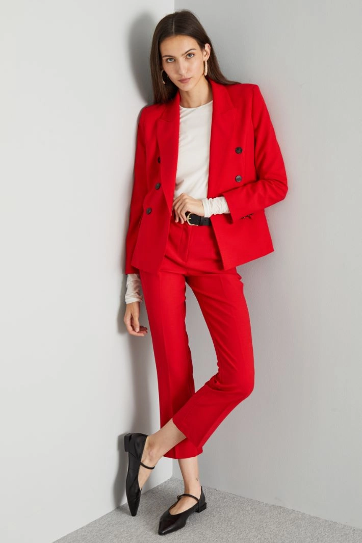 Wool twill trousers - RED