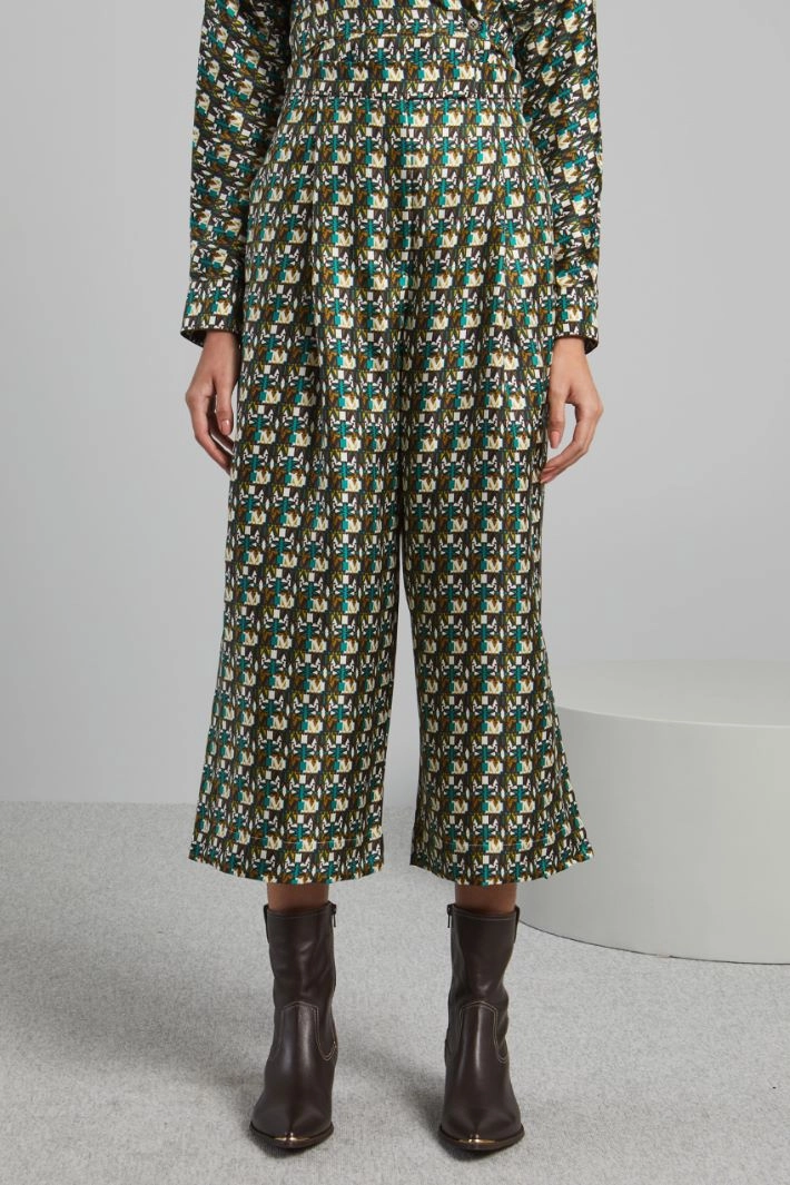 Slit-detailed silk trousers - EMERALD KHAKI WHITE