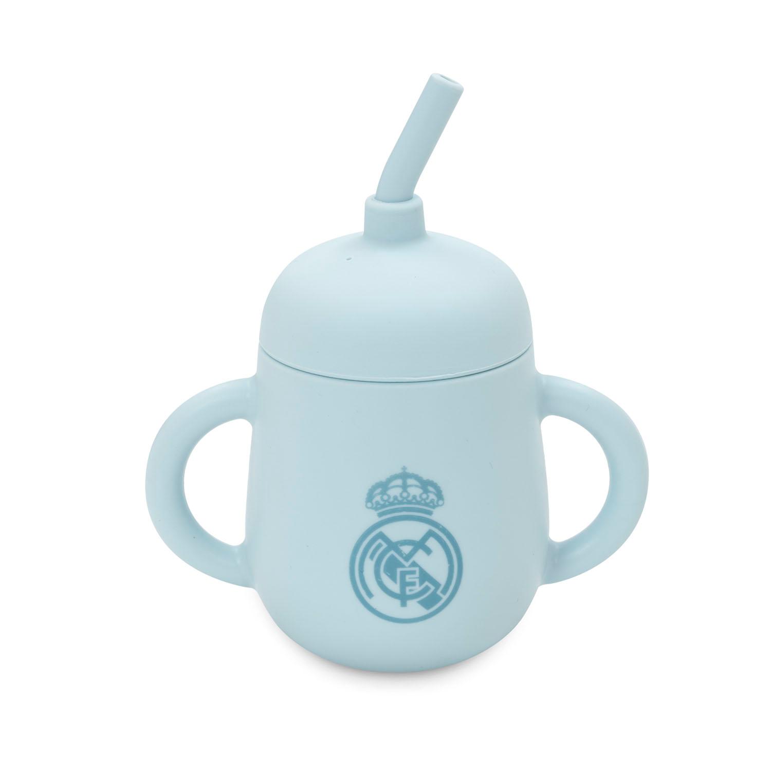 Silicone Spill- Proof Cup with Straw Blue Real Madrid