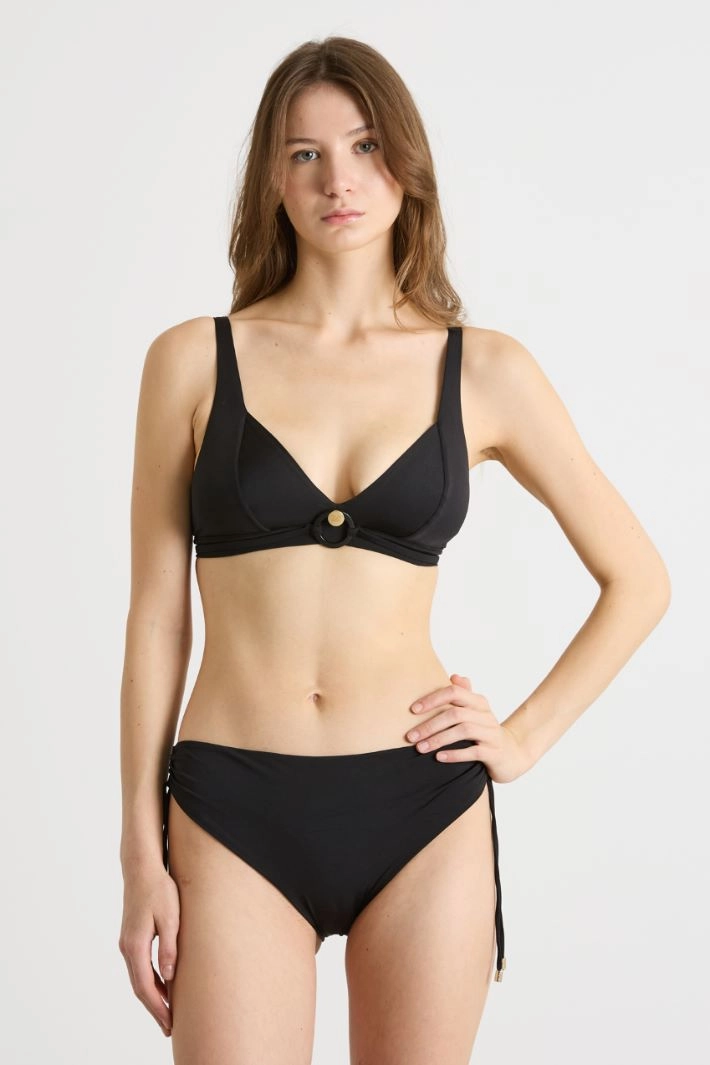 Ring-detail jersey bikini top - BLACK
