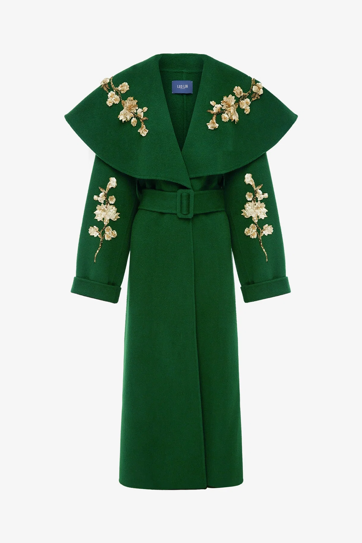 Joan Embellished Wool Coat - Forest