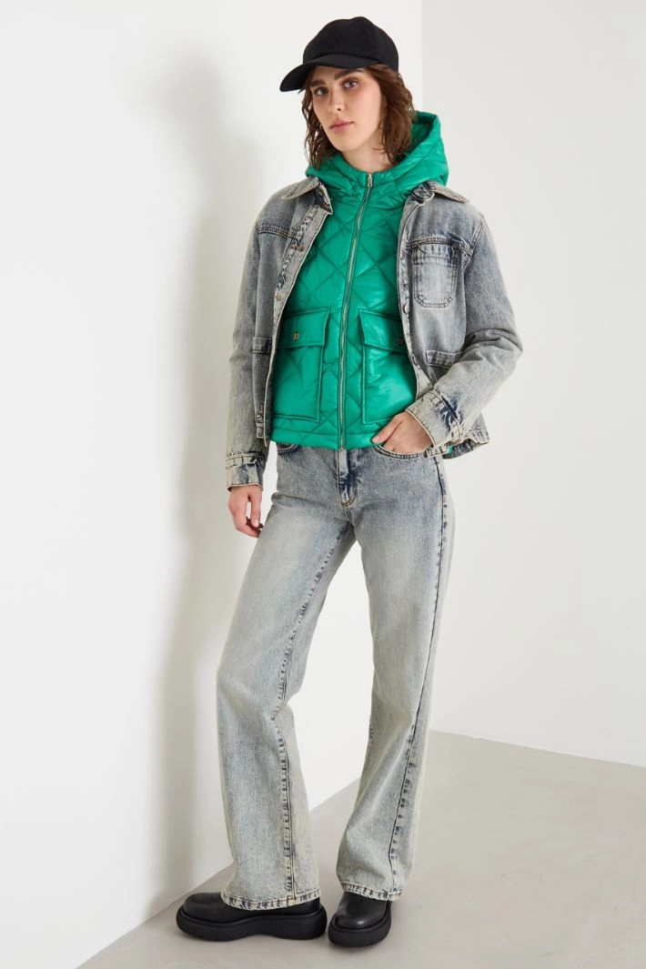 Diamond pattern puffer jacket - GREEN