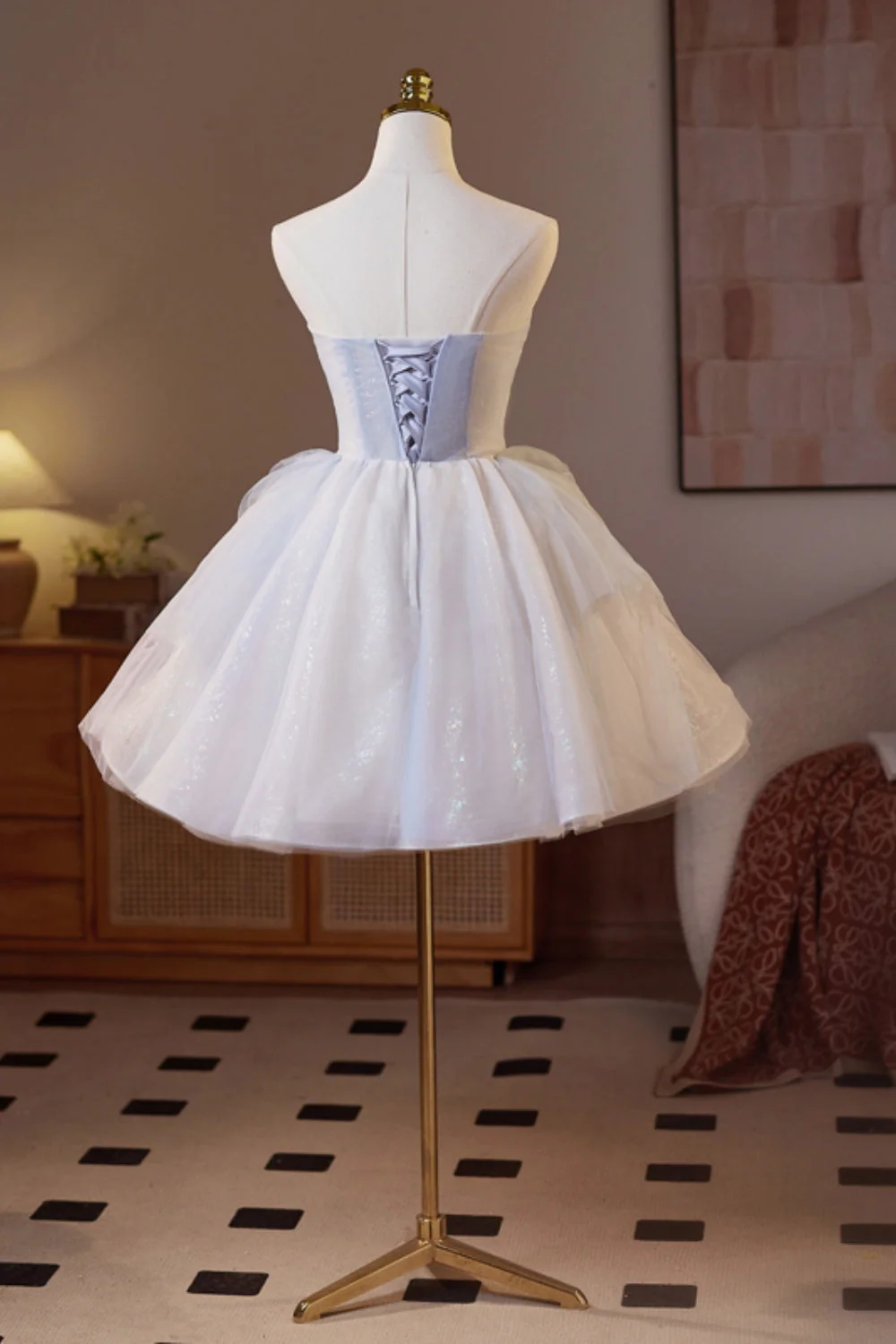 Strapless Champagne A-line Short Ball Gown