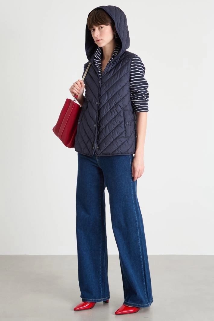 Hooded padded gilet - BLUE